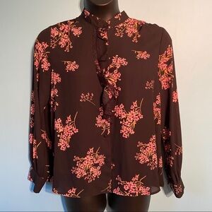 Who  What Wear floral‎ cottagecore ruffled blouse